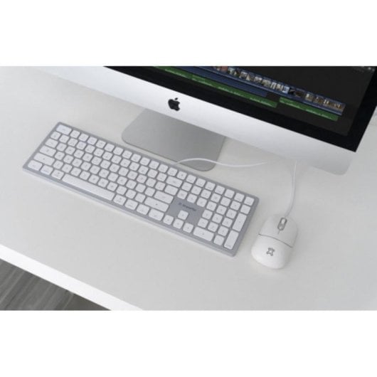 Ratón MCL XWH-WMO2-83 Ambidextro USB Type-A + USB Type-C 6400 DPI Plata Blanco