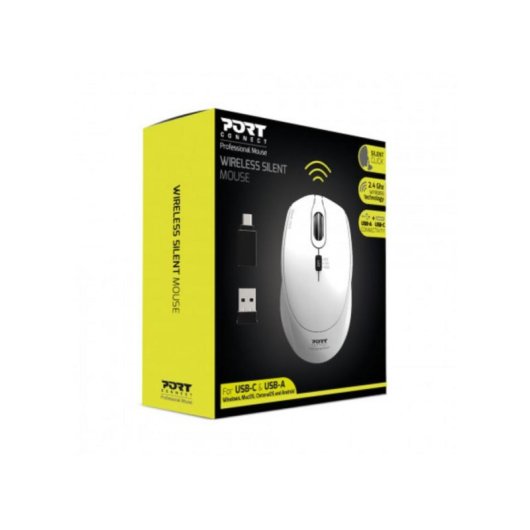 Ratón Port Designs 900714 Ambidextro RF Wireless 1600 DPI Blanco USB-C