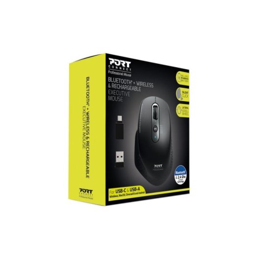 Rato Port Designs 900716 RF Wireless Bluetooth 3200 DPI Preto Ergonómico