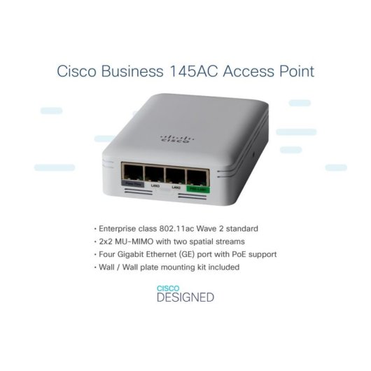 Ponto de acesso sem fios Cisco CBW145AC-E Business 2,4 GHz/5 GHz 867 Mbit/s PoE