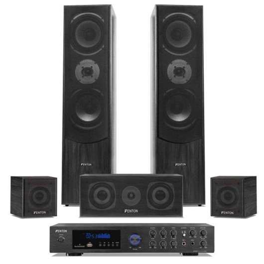 Fenton Home Cinema 5.1 Bluetooth 510W Negro Karaoke MP3 Altavoces madera