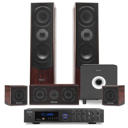 Fenton Cine en Casa 5.1 Bluetooth Subwoofer 10'' Karaoke Amplificador 5 Canales