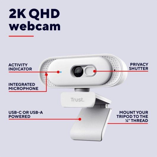 Cámara web Trust Tomar 2K QHD Blanca