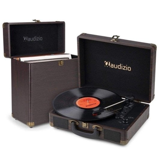 Tocadiscos Audizio RP116DW Bluetooth bidireccional con altavoces y estuche RC32 marrón