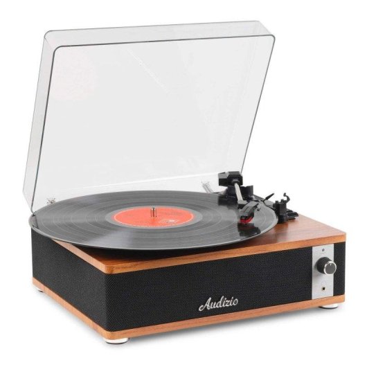 Tocadiscos Audizio Irvine 40W RMS Bluetooth 5.4 Madera Oscura Compacto