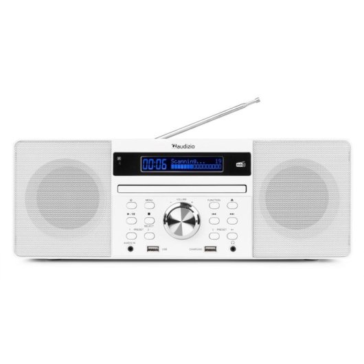 Microcadena Audizio Prato 60W RMS DAB+/FM Bluetooth CD USB AUX Blanco