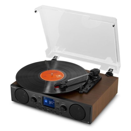 Tocadiscos Audizio Tulsa 60W RMS Bluetooth 5.0 Radio DAB+/FM LCD