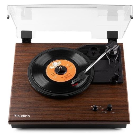 Tocadiscos Audizio RP112D Bluetooth, correa, 3 velocidades, altavoces integrados