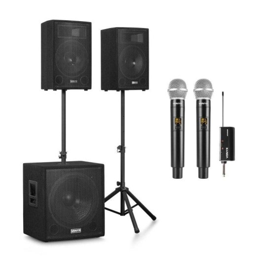 Pack sonido Vonyx VX1218BT 1200W Bluetooth 5.3 con micrófonos inalámbricos
