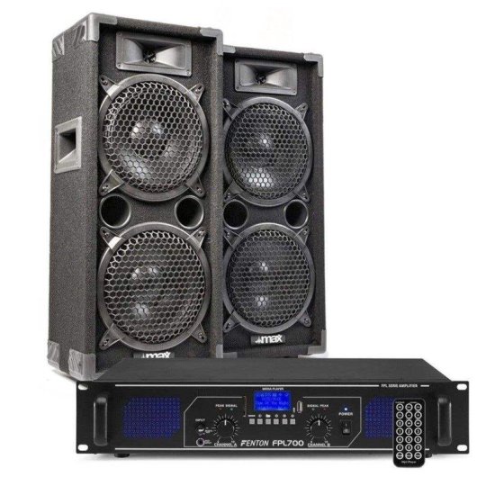Sistema sonido Fenton MAX28 1600W Bluetooth USB MP3 Altavoces y amplificador