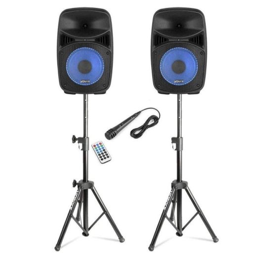 Sistema de sonido activo Vonyx VPS082A 400W Bluetooth USB Micrófono Soportes