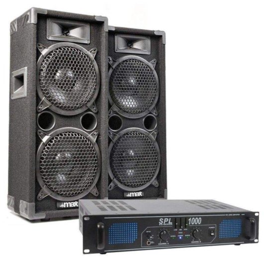 Sistema sonido Max MAX28 800W + Amplificador SkyTec SPL1000 1000W Cable 10m