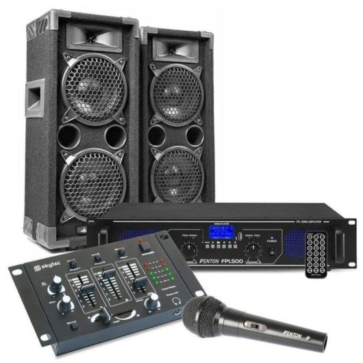 Pack sonido Max MAX26 1200W Bluetooth MP3 2 micrófonos cables incluidos