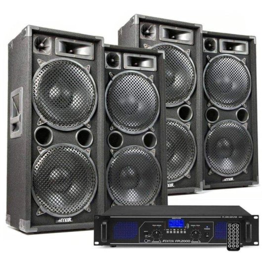Set sonido DJ Fenton MAX212 + FPL2000 5600 W Bluetooth USB/SD