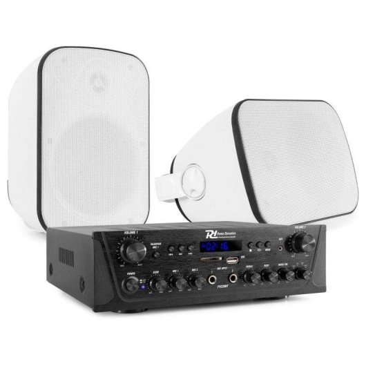 Sistema de sonido Power Dynamics PV220BT 2x100W RMS Bluetooth 4.2 altavoces BD50W 120W IPX5