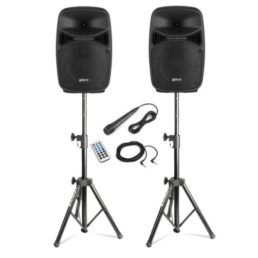 Sistema de sonido activo Vonyx VPS082A 400W Bluetooth USB con soportes LS02K