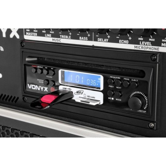 Sistema de megafonía Vonyx ST180 450W RMS Bluetooth CD USB SD Micrófonos UHF