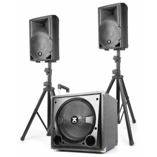 Vonyx Vx800bt – Sistema De Sonido 2.1 Activo 800w Con Bluetooth, Reproductor Usb/sd, Subwoofer 12”, 2 Altavoces 8”, Micro, Soportes, Color Negro