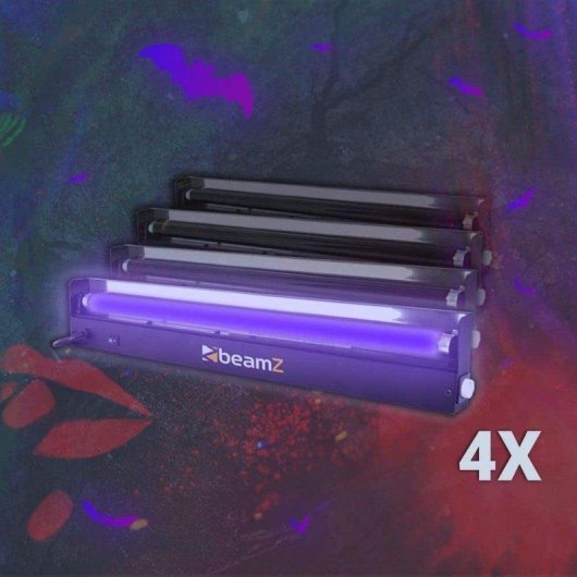 Set de luz negra BeamZ con 4 barras UV de 60 cm para Halloween
