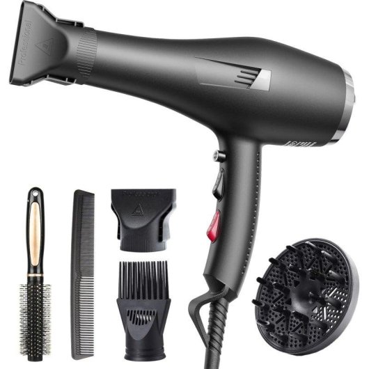 Sèche-cheveux Ionique Professionnel Dam Electronics 3 Températures 2 Vitesses avec Accessoires