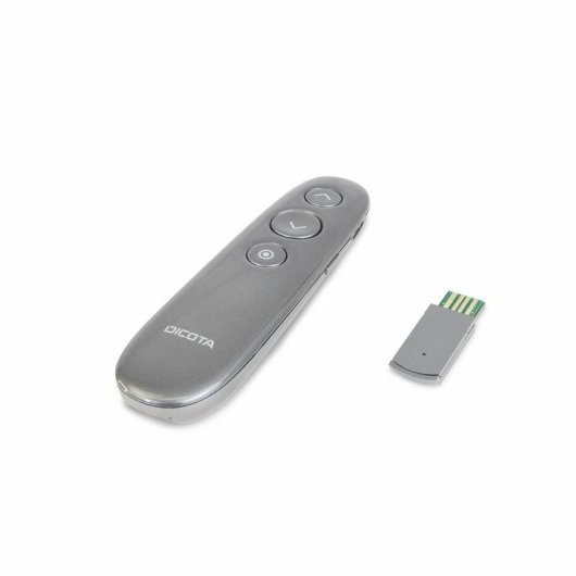 Presentador inalámbrico DICOTA D32058 RF USB Gris con puntero láser y mando a distancia