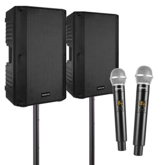 Set de karaoke Vonyx 800W RMS Bluetooth 2 micrófonos inalámbricos UHF