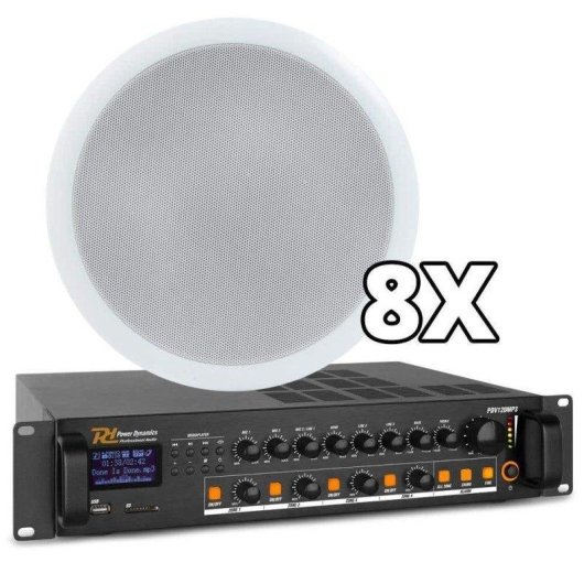 Sistema sonido Power Dynamics CSPB8 8 altavoces 100V Bluetooth 120W RMS