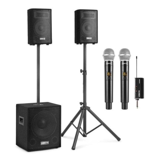 Sistema sonido Vonyx VX0812BT 800W Bluetooth USB/SD con micrófonos inalámbricos