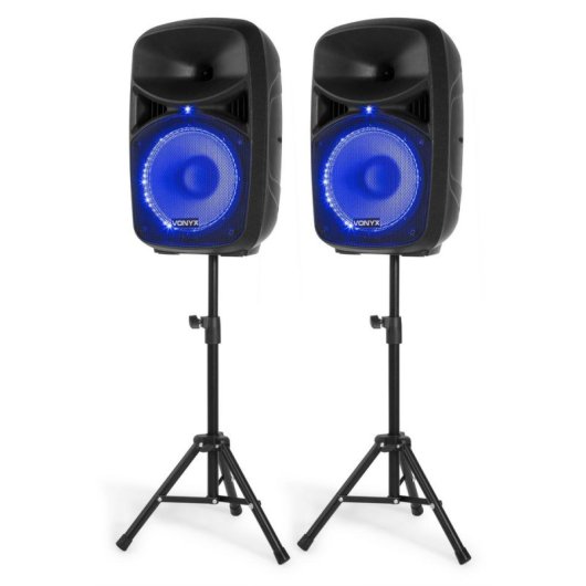 Sistema de sonido activo Vonyx VPS102A 600W Bluetooth USB SD Micrófono LED
