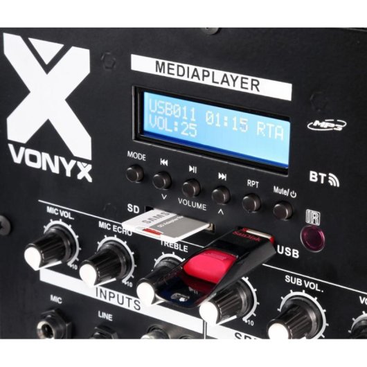 Sistema de megafonía Vonyx VX880BT 1000W RMS Bluetooth USB SD micrófono