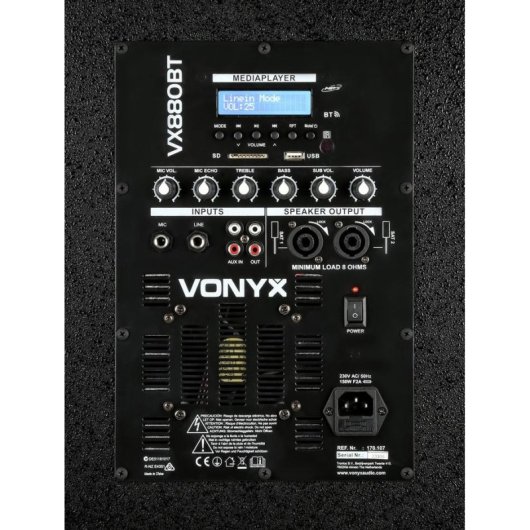 Sistema de megafonía Vonyx VX880BT 1000W RMS Bluetooth USB SD micrófono