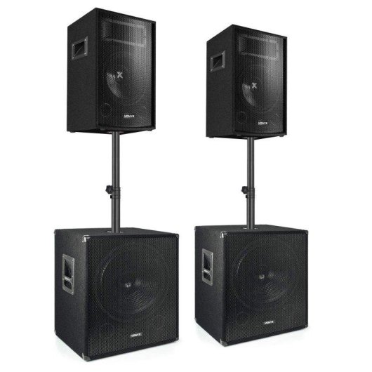 Pack de sonido Vonyx 1700W RMS 2 altavoces 10" y 2 subwoofers 15"