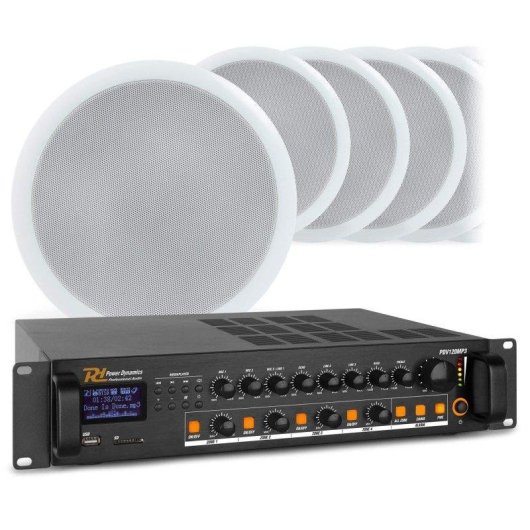 Amplificador Power Dynamics PDV120MP3 120W RMS Bluetooth Radio MP3 4 Zonas