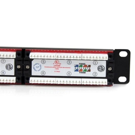 Panel de Parcheo StarTech C6PANEL24 24 Ports Cat6 110 Rack 1U