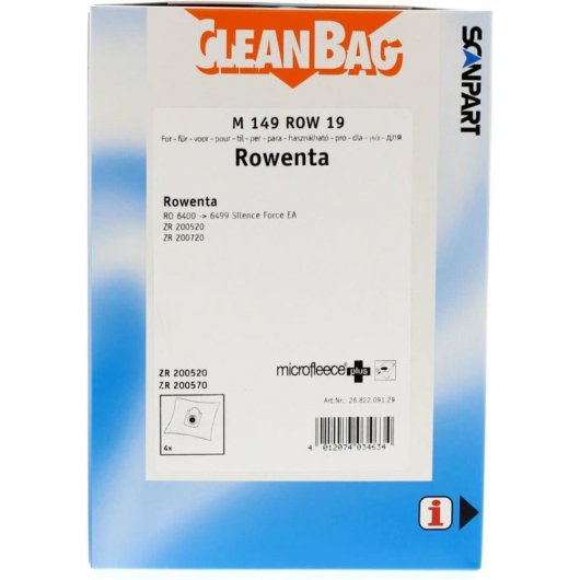 Bolsas para aspiradora Rowenta MicroFleece Plus Universal Blanco 4 unidades