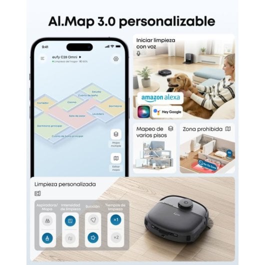 Robot aspirador Eufy Omni C28 con estación sin mantenimiento 15.000 Pa iPath 2.0
