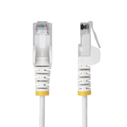 Cable de Red Ethernet CAT6 Delgado StarTech 50cm Blanco Sin Enganches PoE 100W