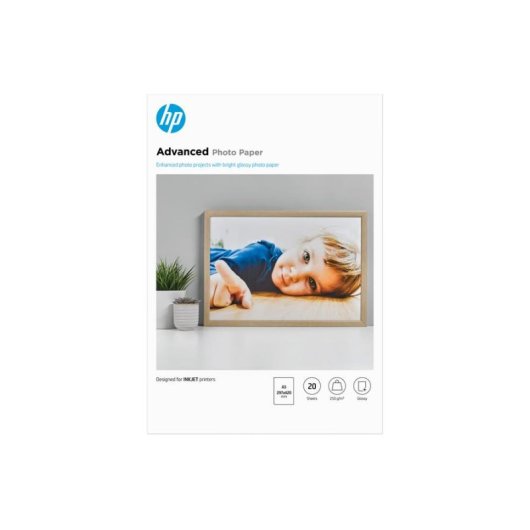 Papel Fotográfico HP Advanced Glossy A3 250 g/m² 20 Hojas