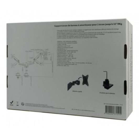 MCL MS3A99ASBA2E3209N Support Moniteur Bureau 17 à 32" VESA 75x75 à 100x100 Max 18Kg