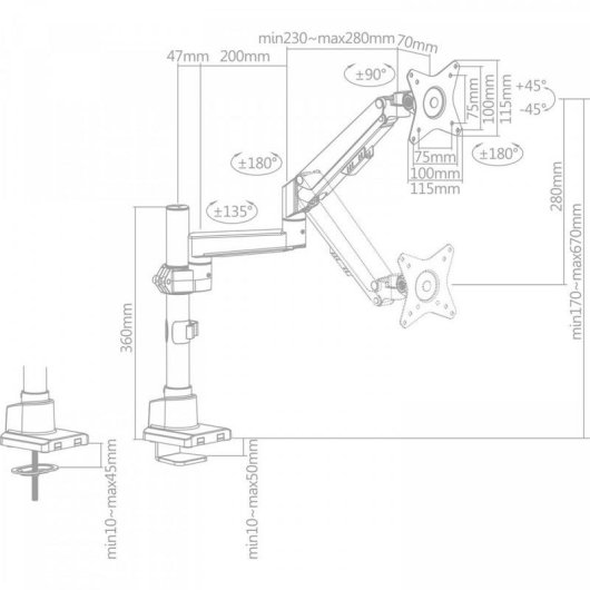 MCL MS3A99AZSBAE3209N Support Moniteur Bureau 17 à 32" VESA 75x75 à 100x100 Max 9Kg