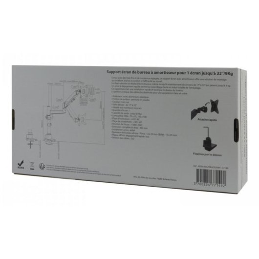 MCL MS3A99AZSBAE3209N Support Moniteur Bureau 17 à 32" VESA 75x75 à 100x100 Max 9Kg