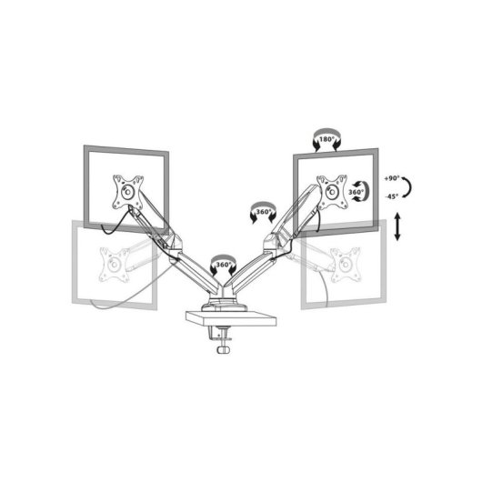 Port Designs 901105 Soporte Monitor Mesa 2 Pantallas 17 a 32" VESA 75x75 a 100x100 Max 8Kg