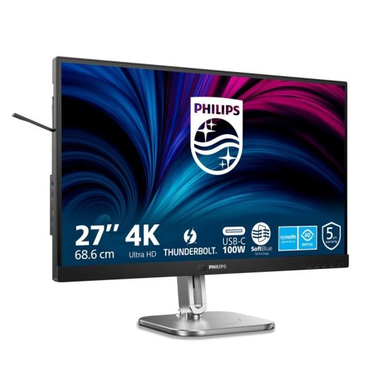 Monitor Philips 6000 Series 27B2U6903 27" UltraHD 4K 60Hz IPS Thunderbolt Höhenverstellbar