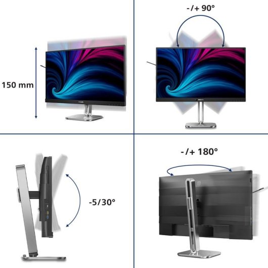 Monitor Philips 6000 Series 27B2U6903 27" UltraHD 4K 60Hz IPS Thunderbolt Höhenverstellbar