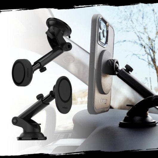 Soporte para salpicadero y parabrisas OtterBox MagSafe para iPhone, negro