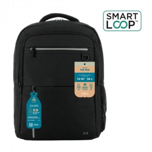 Rucksack Mobilis The One für Laptops von 14" bis 16" Schwarz Recycling-Polyester