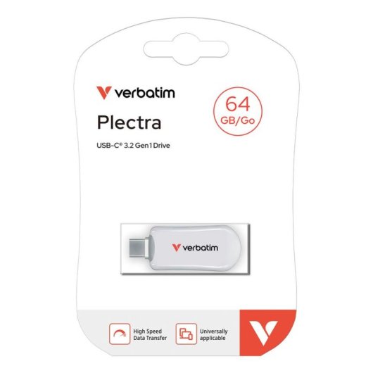 Unidad flash USB Verbatim 30228 64 GB USB Tipo C 3.2 Gen 1 100 MB/s blanca