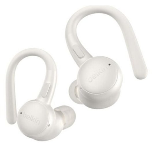 Auriculares Belkin SoundForm ActiveFit inalámbricos y con cable Bluetooth, cancelación activa de ruido, IP54, blancos