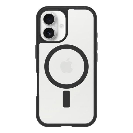 Coque pour mobile OtterBox React Series Polycarbonate Transparent Noir pour iPhone 16 Protection renforcée