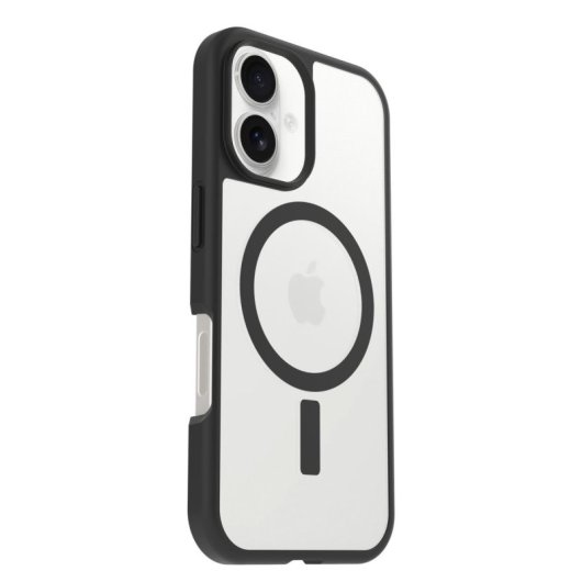 Coque pour mobile OtterBox React Series Polycarbonate Transparent Noir pour iPhone 16 Protection renforcée